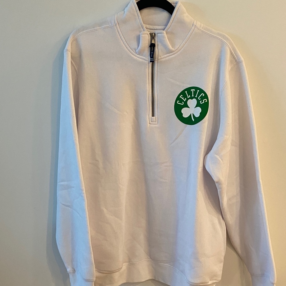 White Celtics Quarter-Zip Sweater